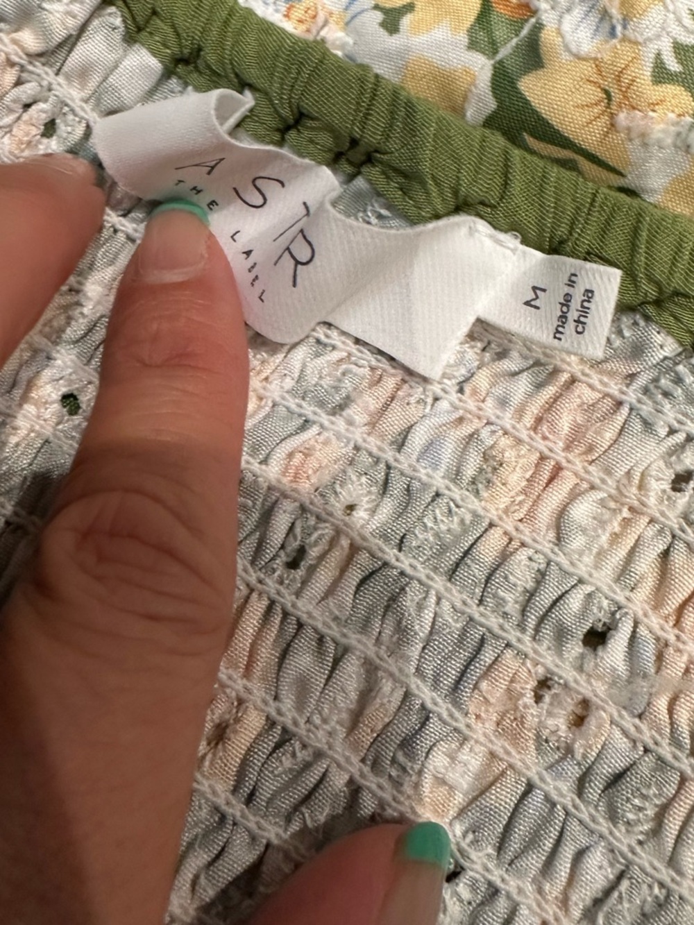 ASTR the Label | Yamila Midi Dress Olive Yellow Floral Eyelet | Medium - Picture 14 of 16